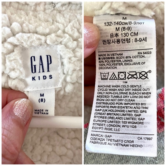 Gap Floral Fleece Lined Zip Up Logo Sweatshirt - Picture 6 of 6